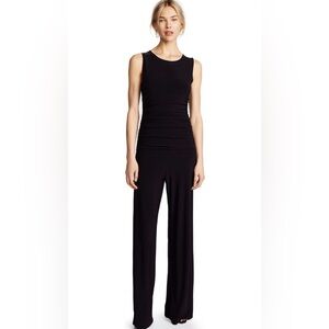 Norma Kamali Kulture Shirred Waist Black Sleeveless Jumpsuit Small